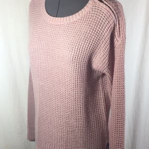 Moral Fiber Sweater Women Size Large Mauve Color Pullover Zipper Shoulder